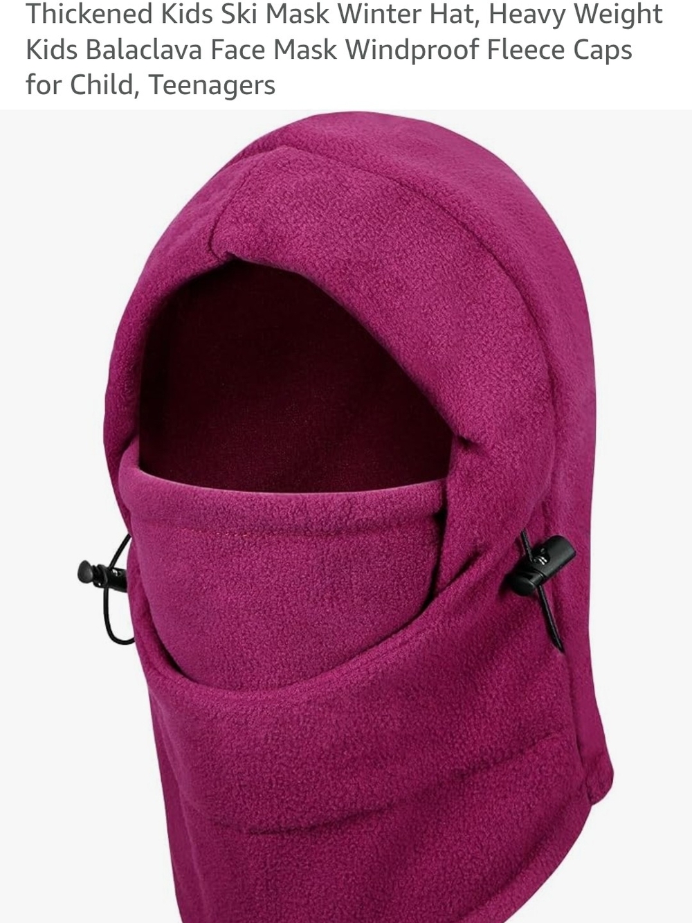 Kids Fleece Balaclava Hood - Magenta